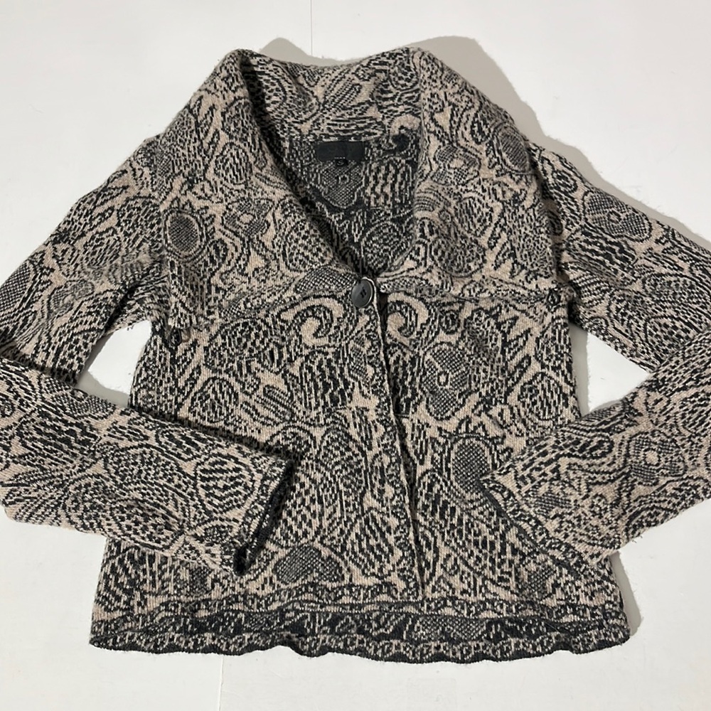 MARV Wool Blend Sweater Small Italy Black & Taupe y2k Fair isle